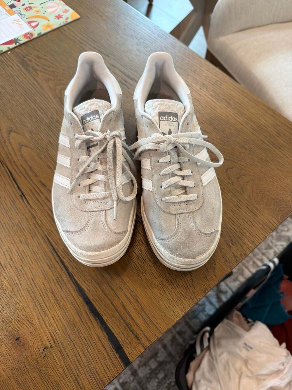 adidas Women's Gazelle Bold Platform Shoes in Grey/White